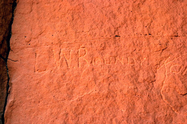 LWR carved initials